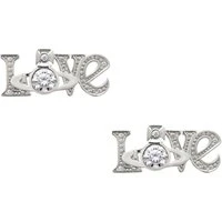 Sterling Silver Crystal Erica Love Stud Earrings - Silver