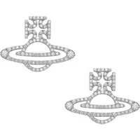 Sterling Silver Trudy Cut Out Orb Crystal Studs - Silver