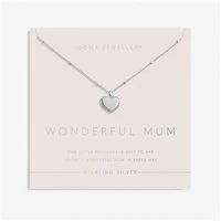 Sterling Silver Wonderful Mum Heart Necklace - Silver