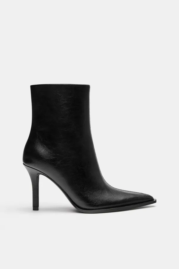 Stiletto Heel Ankle Boots - Black