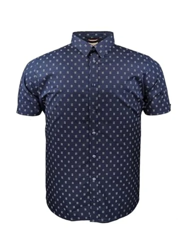 Stipple Geo Print Short Sleeve Shirt for Mens (0075906) Dark Navy, 2XL