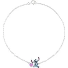 Stitch and Heart Anklet - Silver