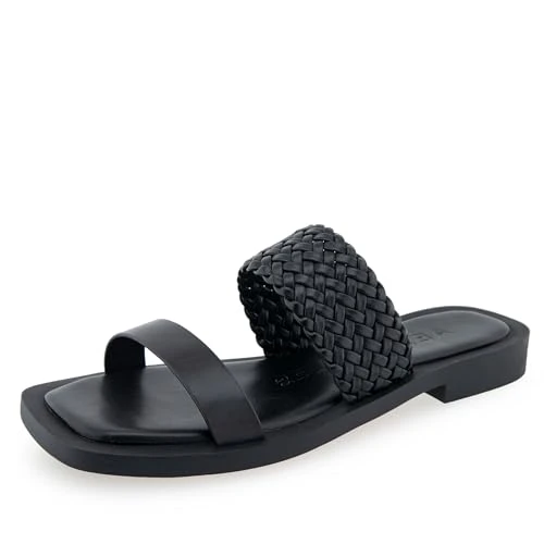 St.lukes Slide Sandal, Black Leather, 0.75in Heel, Women's