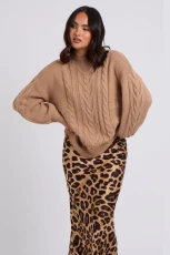 Stone Cable Crew Neck Jumper White /