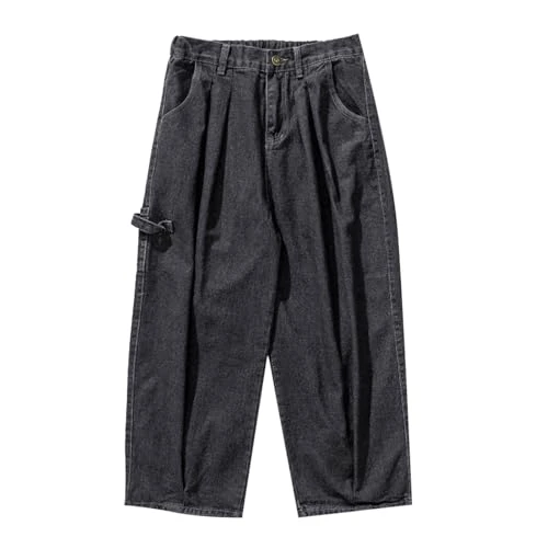 Straight Black Baggy Jeans Casual Men's Jeans with Straight Leg Wide Trousers Mid Waist Comfortable Classic Simple Plain Jeans Wide Leg Outdoor Trousers Comfort Men's Trousers, gray, 3XL