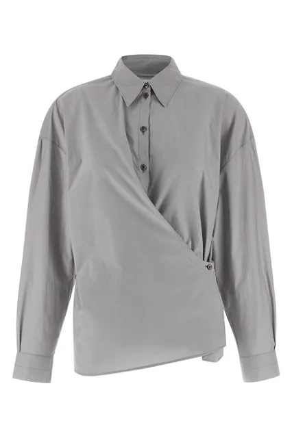 Straight Collar Twisted shirt - Gray