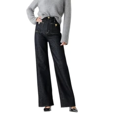 Straight Jeans for Women，Wide Leg Hight Waist Button Zip Straight Leg Jeans，Washable Light Color Soft Loose Pants with Pocket Classic Streetwear Jeans