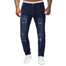 Straight Leg Jeans Men Sexy Long Cotton Active Mesh Quick Dry Big & Tall High Waisted Stretch Cotton Available in Big & Tall Lightweight Comfort Assorted Colors Denim Jeans Men Blue