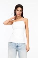 Straight Top With Thin Straps - White
