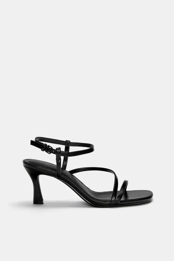 Strappy Heeled Sandals - Black