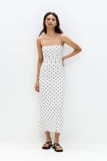 Strappy Polka Dot Midi Dress - Print