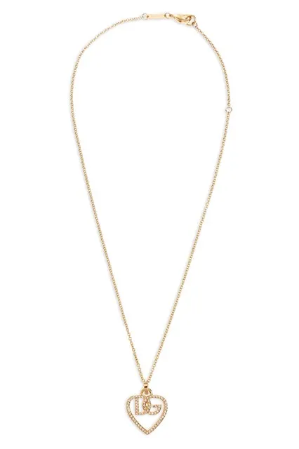 Strass logo necklace - Gold
