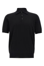 Stretch cotton polo shirt Black Size