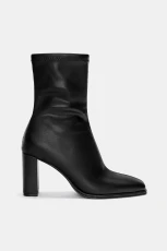 Stretch High-Heel Ankle Boots - Black