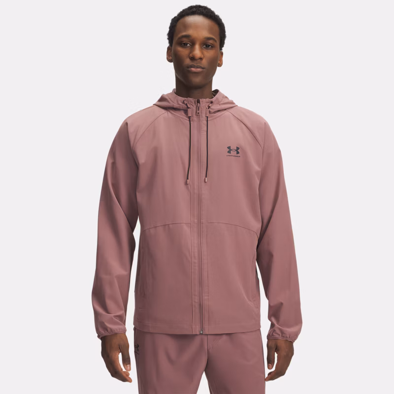 Stretch Woven Mens Windbreaker Maroon Mist / Black L - Brown