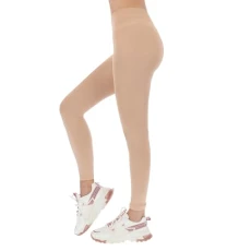 Stretchy Footless Tights Leggings with Slightly Insulated Fleece Tights Full Lenght Ultimate Comfort Leggings for Winter Yoga Running Ski Tights, One Size Beige