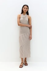 Striped Halter Midi Dress
