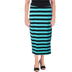 Striped Midi Skirt. Tahiti Teal, Small Striped Midi Skirt. Tahiti Teal, Small