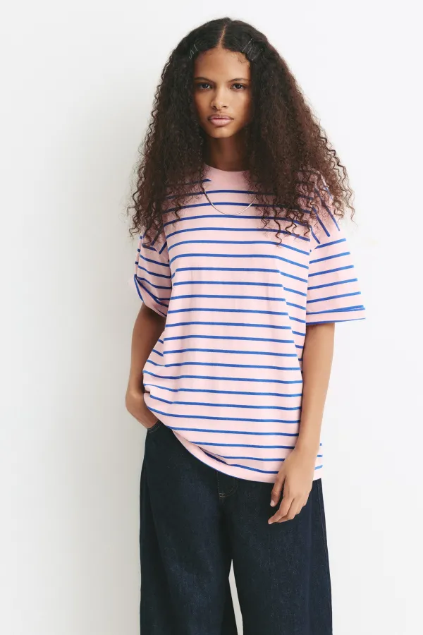 Striped Oversize T-Shirt - Pink