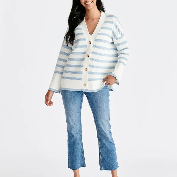 striped ribbed cardigan