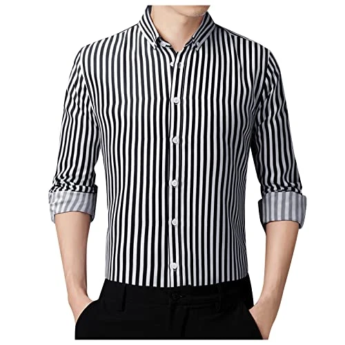 Striped T-Shirt Men's Fashion Casual Simplicity Korean Slim Striped Long Sleeve Shirt Top Shirt Men'