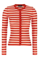Striped viscose cardigan Orange Size