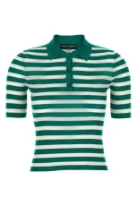 Striped viscose polo shirt Green Size Striped viscose polo shirt Green Size