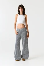 Striped Wide eg Jeans - Dark blue