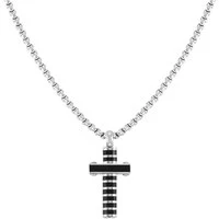 Strong Stainless Steel Black Cross Necklace