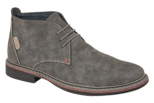 Stuart Mens Faux Nubuck Desert Boots Grey UK 7