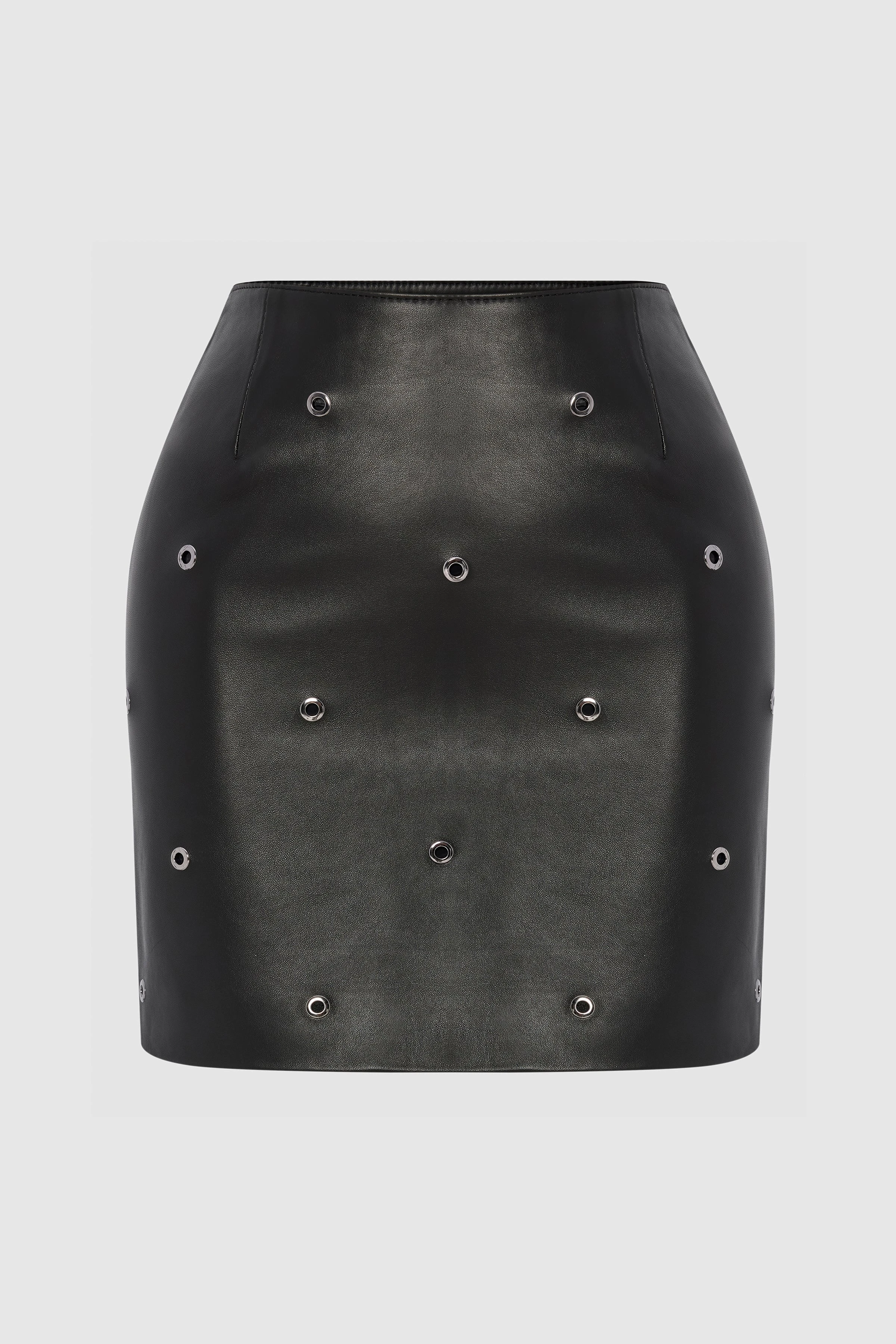 Studded Mini Leather Skirt Black