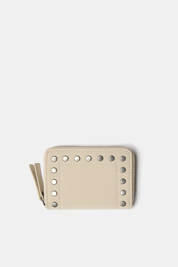 Studded Wallet - Ecru