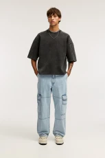 Stwd Baggy Cargo Jeans - Pale indigo