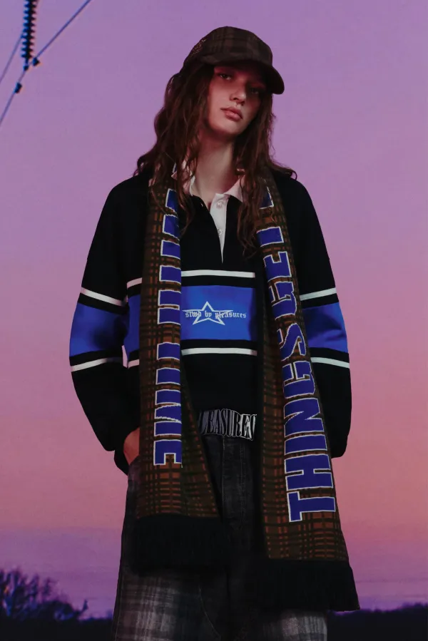 Stwd By Pleasures Jacquard Scarf - Blue