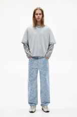 Stwd Check Baggy Jeans - Pale indigo