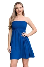 ® Stylish Bandeau Dress - Shirred Strapless Dresses for Women - Boob Tube Sheering Ruched Mini Dress - Perfect Women's Summer Dresses for UK Beachwear Teal