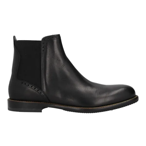 Stylish Black Leather Brogue Chelsea Boots