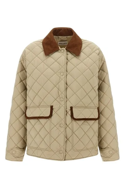 Suede detail blouson - Beige