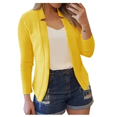 Suit Jacket Fashion Slim Elegant Short Jacket Solid Colour Long Sleeve Open Front Women's Cardigans Casual Cropped Womens Coats for Business Work Office formal Lightweight Overcoats Autumn