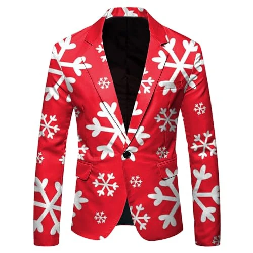 Suit Jacket Men's Regular Fit Blazer Men's Sporty Leisure Jacket Modern Christmas Day Suit Jacket Cotton Comfortable Jacket Fashion Festive Suit Jackets Fit Warm Men's Jacket, red, XL