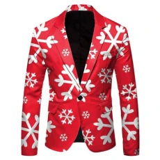 Suit Jacket Men's Regular Fit Blazer Men's Sporty Leisure Jacket Modern Christmas Day Suit Jacket Cotton Comfortable Jacket Fashion Festive Suit Jackets Fit Warm Men's Jacket, red, XL