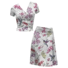 Summer Beach Skirt And Top Sets Women Plus Size Short Sleeve Tops Elegant Midi Skirts Cropped T-Shirts V Neck Blouses Floral Print Skirts Wrap Hip Dress Casual Skirt Elegant 2 Piece Summer Beach Skirt And Top Sets Women Plus Size Short Sleeve Tops Elegant Midi Skirts Cropped T-Shirts V Neck Blouses Floral Print Skirts Wrap Hip Dress Casual Skirt Elegant 2 Piece