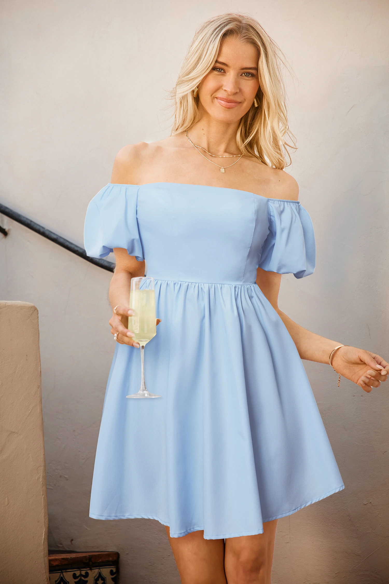 Summer Cloud Blue Mini Dress