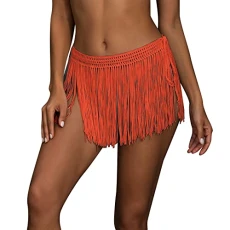 Summer Dress Girls 140 Women Cotton Swimwear Bikini Swimwear Beach Club Sexy Lace Covering Skirt Swimsuit Women's Party Dresses Bikini Cover Up, orange, One Size