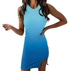 Summer Dress Women's Evening Dress Long Beach Dress Women's Wrap Dress Beach Dresses Women's Summer Flowers Beach Dresses Women's Summer Square Neck Calf Length, blue, M