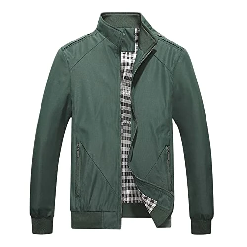 Summer jackets men's thin jeans jackets for men fashion business solid leisure large zip jacket bomber jacket men black outdoor jackets for men summer jackets men, Army Green, XXXXXL
