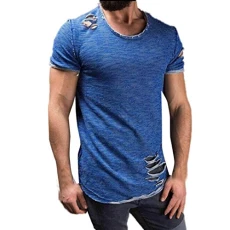 Summer Men Boy Open Air Concert Dance Sing Cool Graduation Party Fashion Hole Round Collar Tees Shirt Short Sleeve T Shirt Blouse(Blue,L) Summer Men Boy Open Air Concert Dance Sing Cool Graduation Party Fashion Hole Round Collar Tees Shirt Short Sleeve T Shirt Blouse(Blue,L)