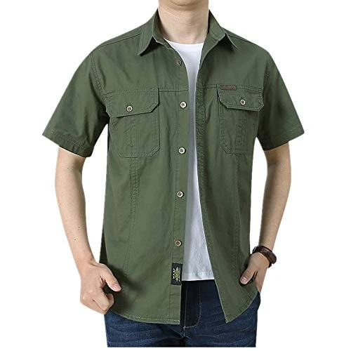 Summer Men's Shirt Military Men's Short Sleeve Cotton top