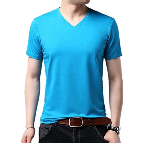 Summer Men's Short Sleeve Half Sleeve Silk top New ice Silk Loose V-Neck T-Shirt