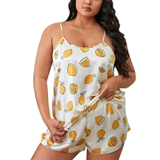 Summer Pyjamas Women's Spaghetti Straps Pyjamas Women's Short Cotton Sleepwear Nightwear Nightwear Women's Sleepwear Set Nightdress Homewear Suit for Spring Summer, yellow, XXXL